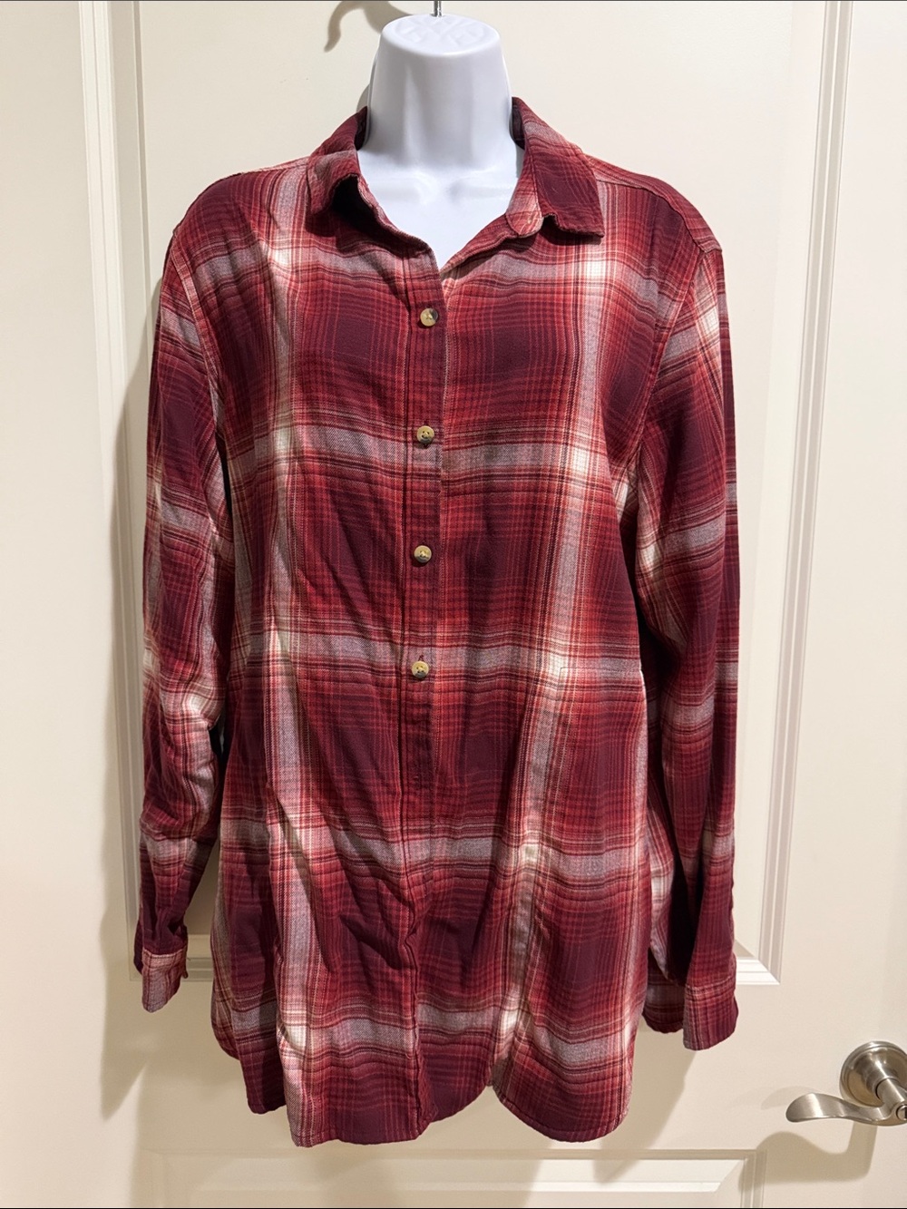 JACHS Girlfriend Burgundy Plaid Button-Down Shirt